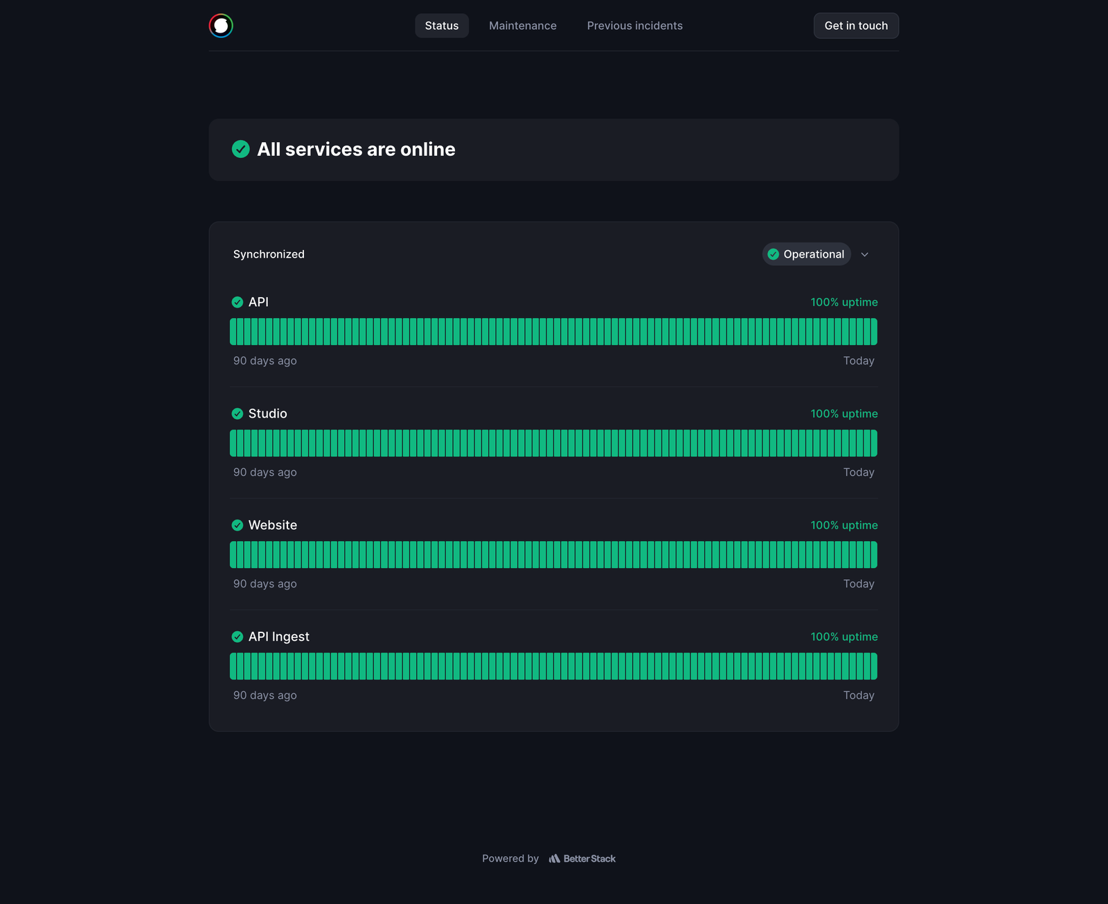 Page de statut publique · services supervisés en continu
